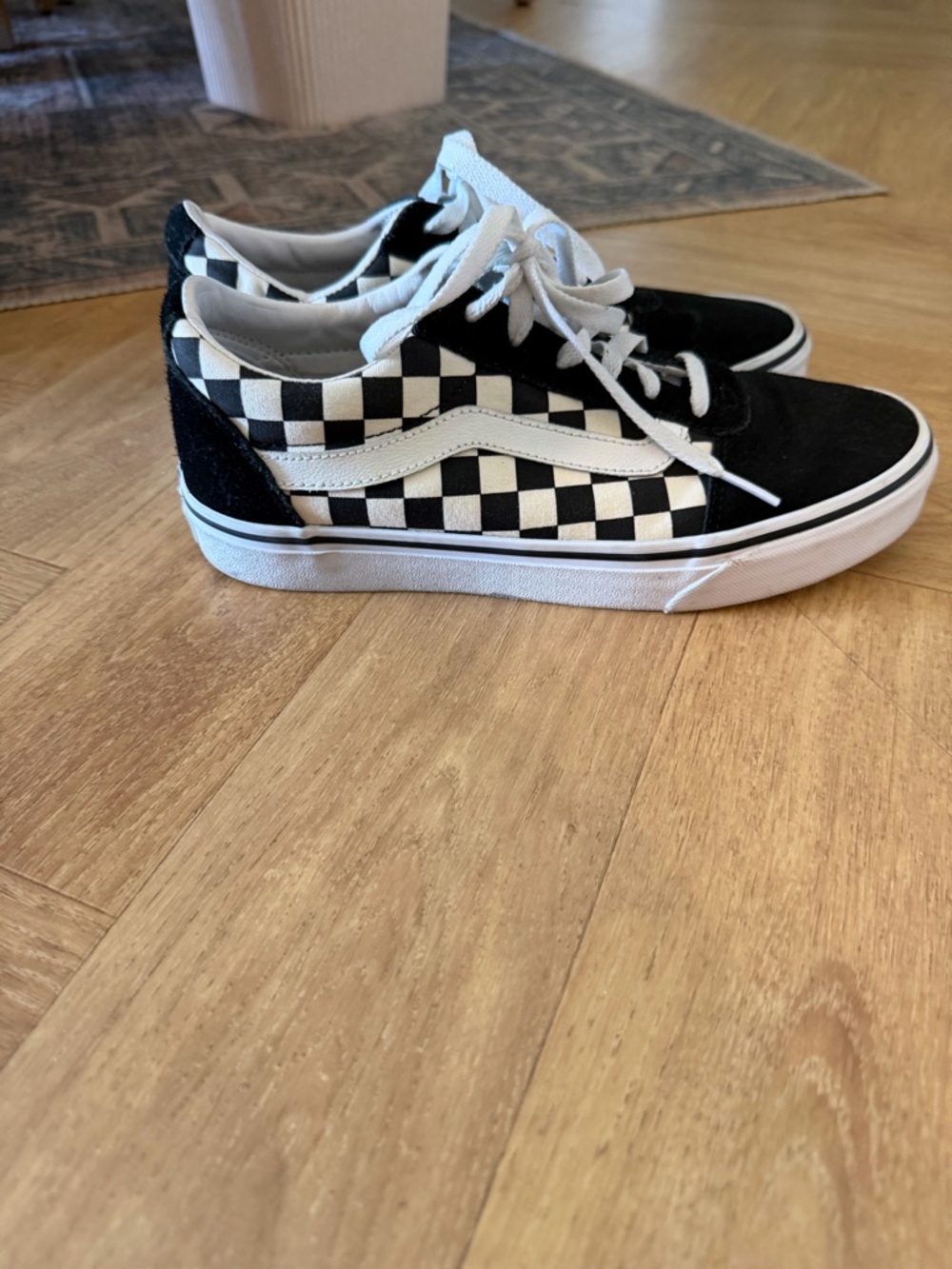 Women’s Vans Checkerboard Skate Shoes - Black & White